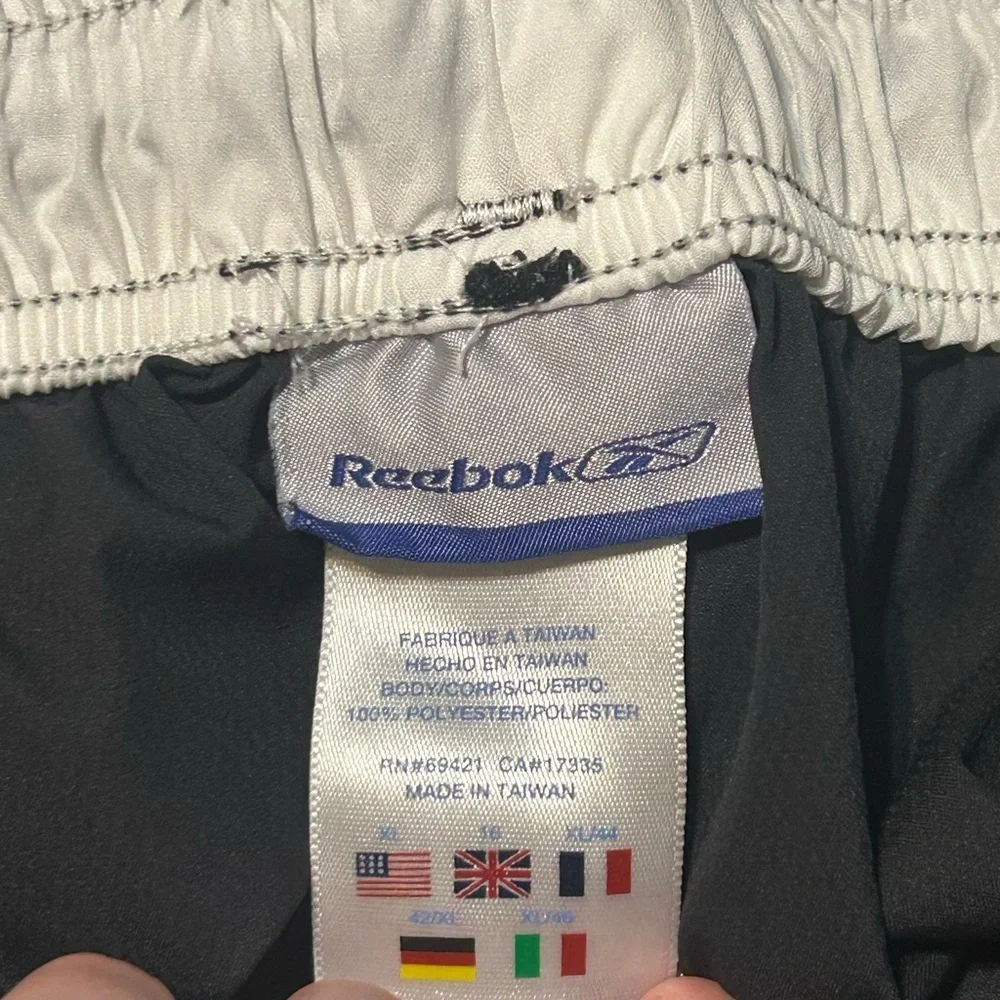 Reebok XL Nylon Track Pants Zip Cuff Black White Athletic